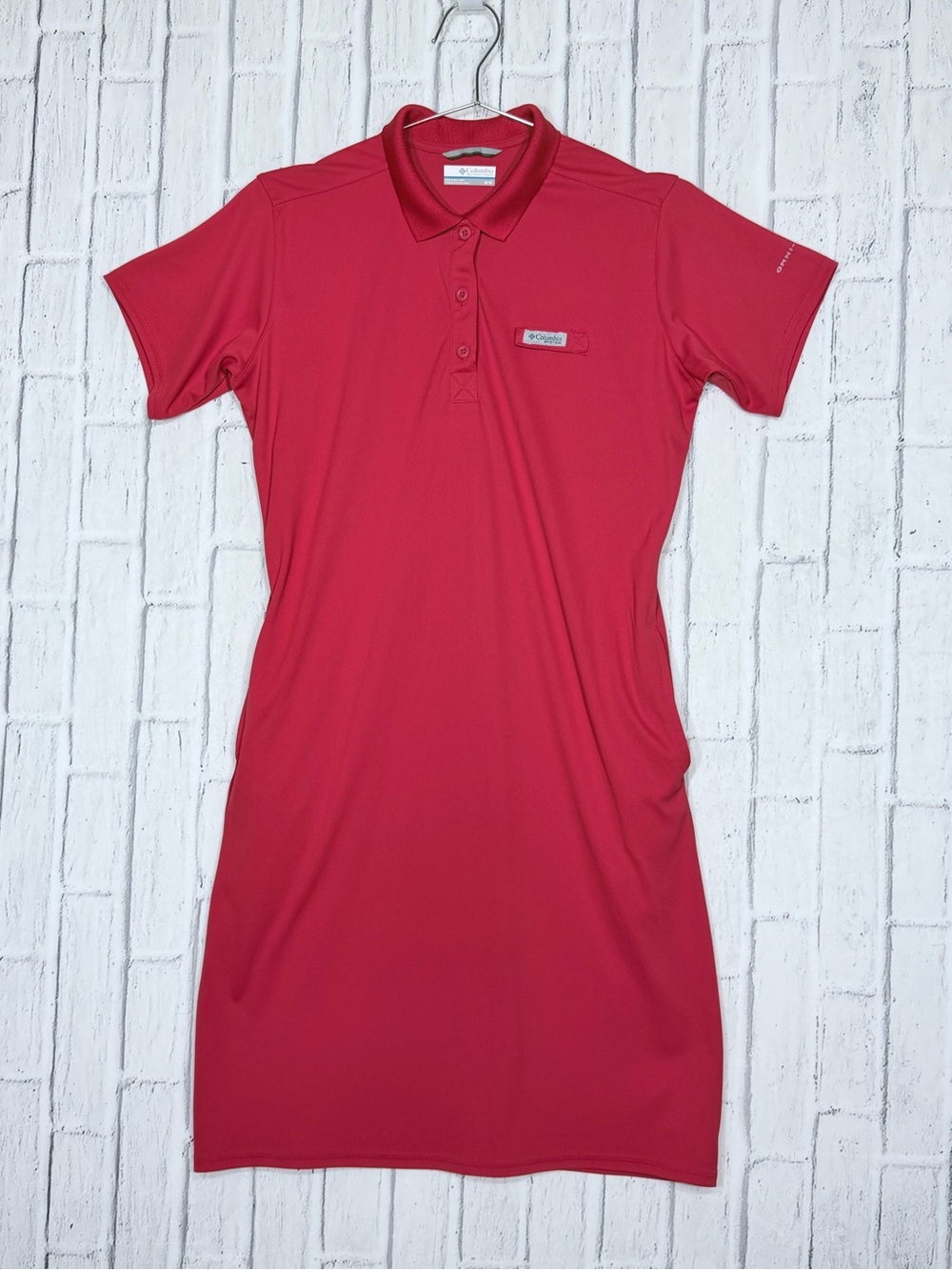 ♥️ Columbia PFG Omni-Shade Red Performance Polo Dress Size Medium